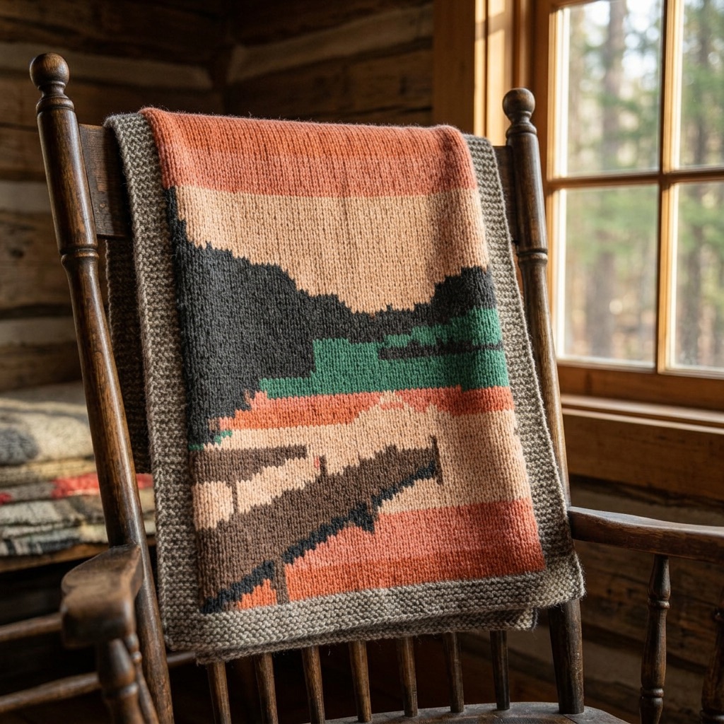 Preview of a crocheted knitted throw made from a holiday sunset